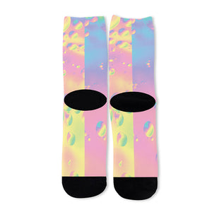 Pastel Acid Melt Print Long Socks