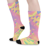 Pastel Acid Melt Print Long Socks