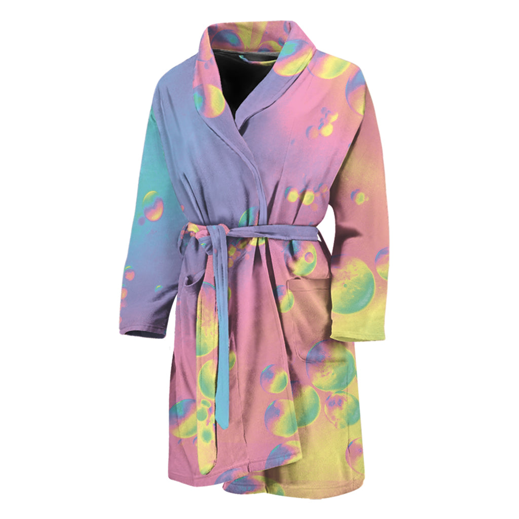 Pastel Acid Melt Print Men's Bathrobe