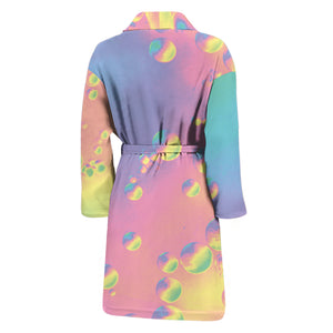 Pastel Acid Melt Print Men's Bathrobe