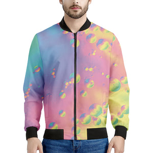 Pastel Acid Melt Print Men's Bomber Jacket