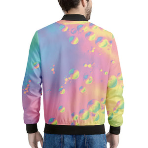 Pastel Acid Melt Print Men's Bomber Jacket