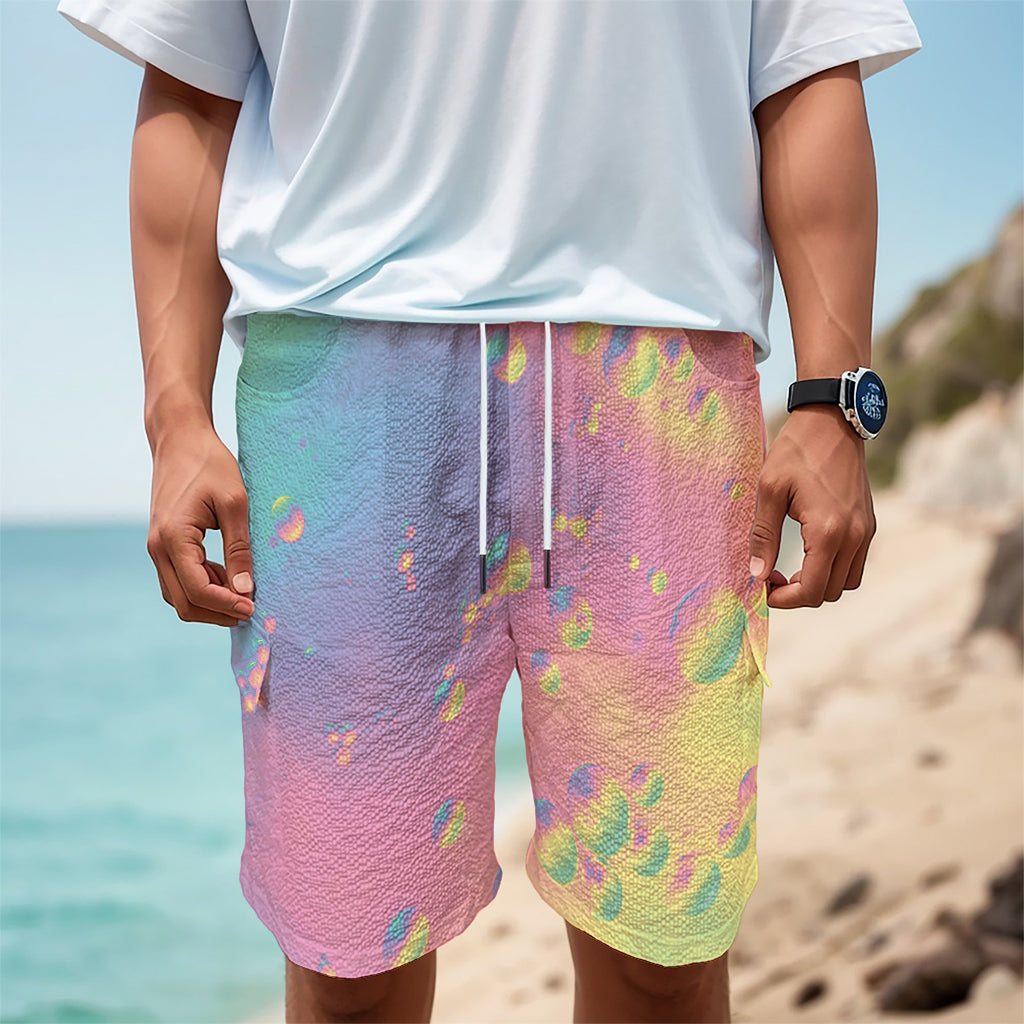 Pastel Acid Melt Print Men's Cargo Shorts