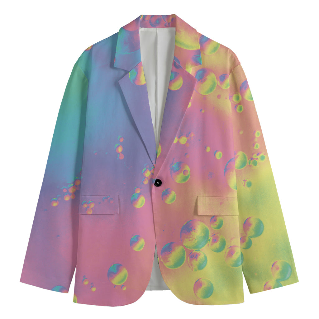 Pastel Acid Melt Print Men's Cotton Blazer