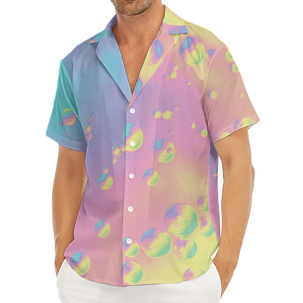 Pastel Acid Melt Print Men's Deep V-Neck Shirt