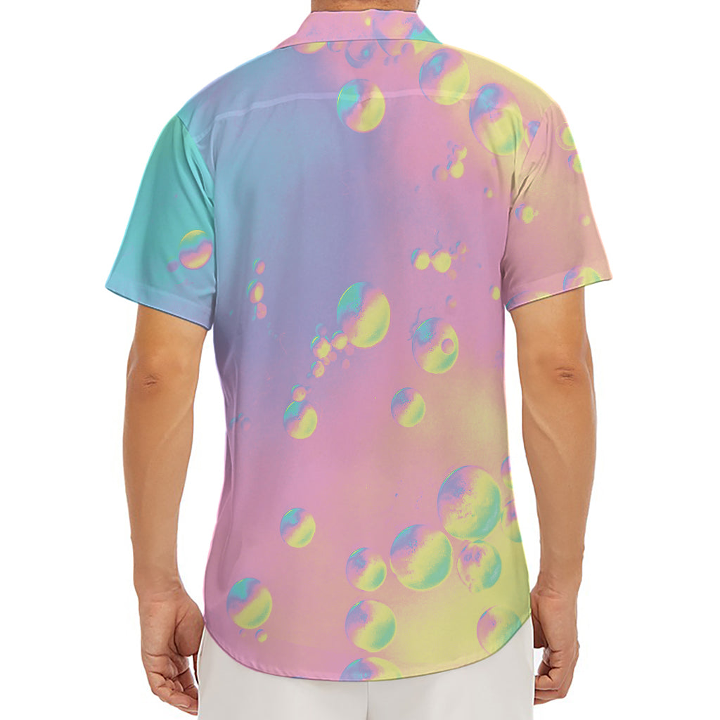 Pastel Acid Melt Print Men's Deep V-Neck Shirt