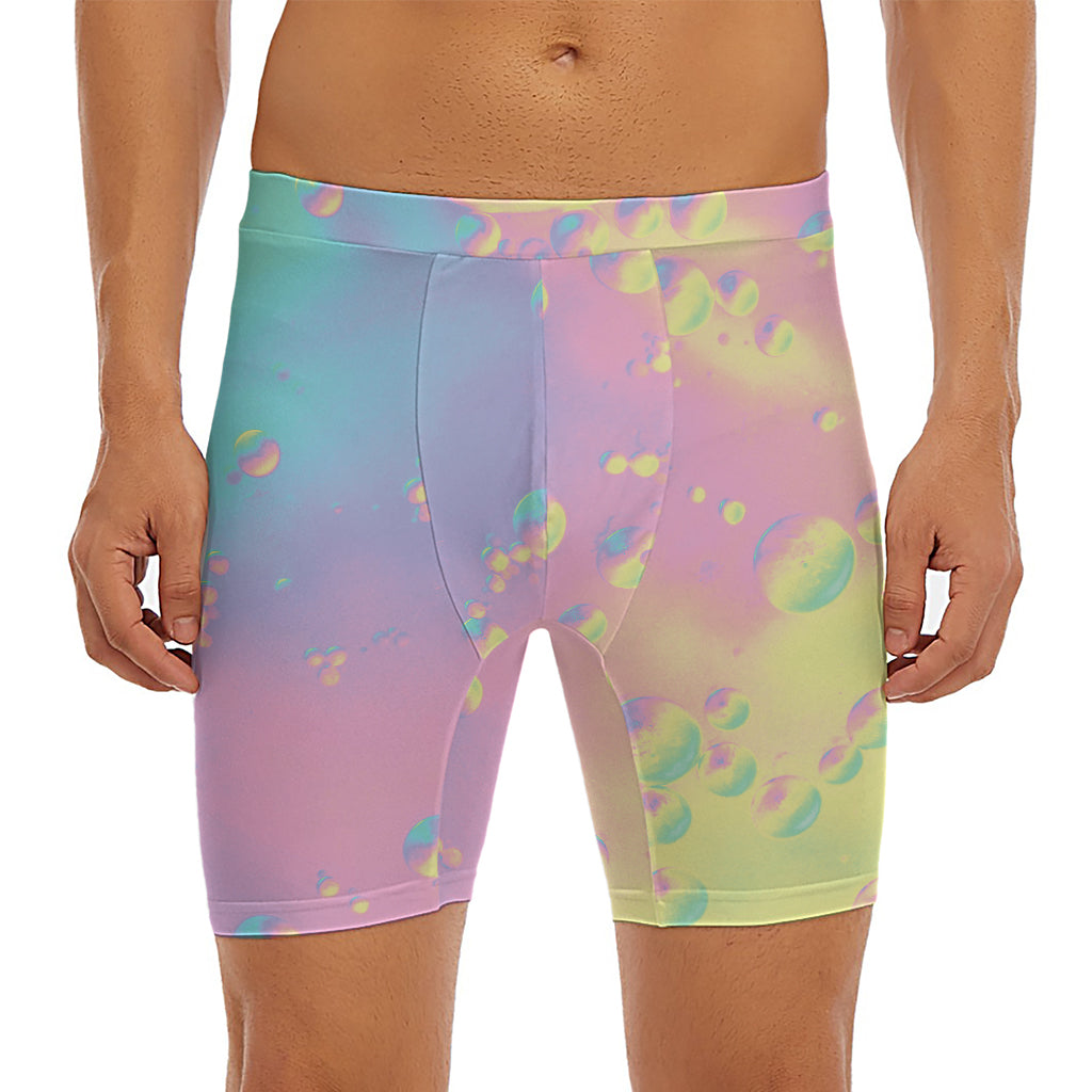 Pastel Acid Melt Print Men's Long Boxer Briefs