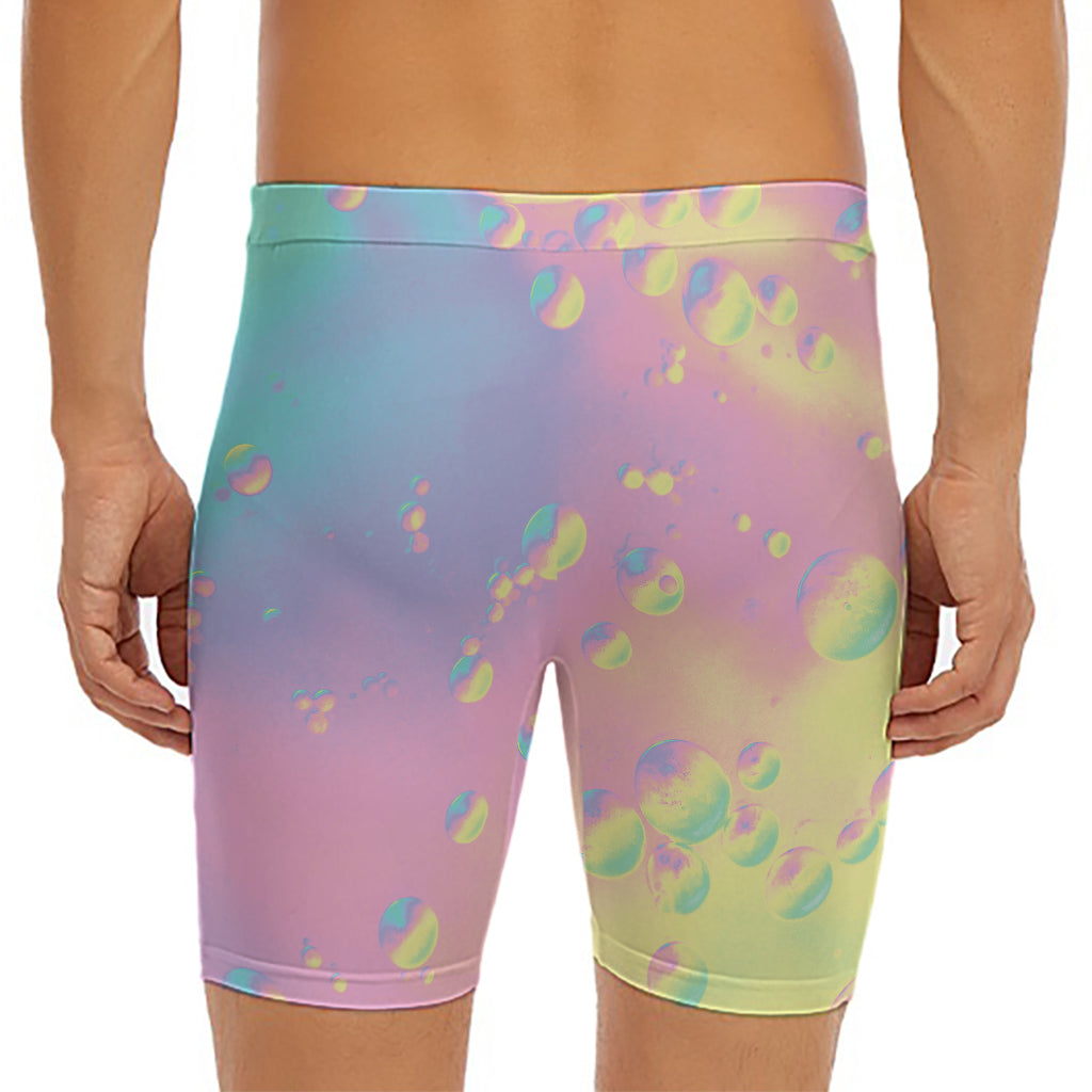 Pastel Acid Melt Print Men's Long Boxer Briefs