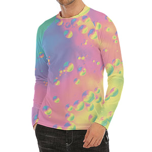 Pastel Acid Melt Print Men's Long Sleeve Rash Guard