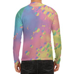 Pastel Acid Melt Print Men's Long Sleeve Rash Guard