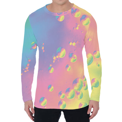 Pastel Acid Melt Print Men's Long Sleeve T-Shirt