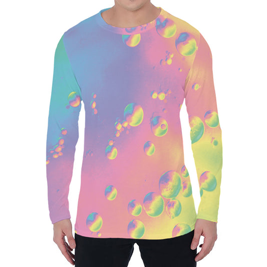 Pastel Acid Melt Print Men's Long Sleeve T-Shirt