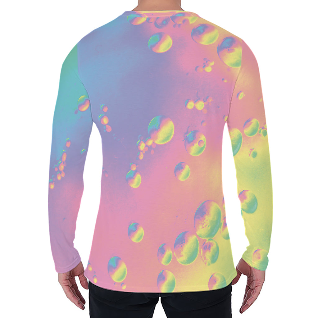 Pastel Acid Melt Print Men's Long Sleeve T-Shirt