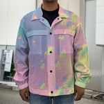 Pastel Acid Melt Print Men's Shirt Jacket