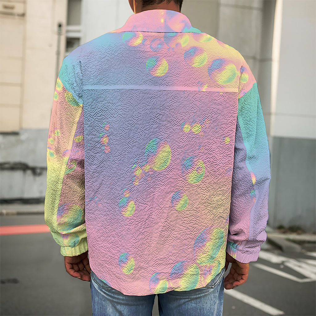 Pastel Acid Melt Print Men's Shirt Jacket