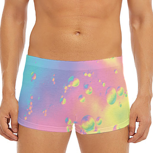 Pastel Acid Melt Print Men's Short Boxer Briefs