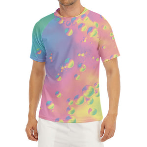 Pastel Acid Melt Print Men's Short Sleeve Rash Guard