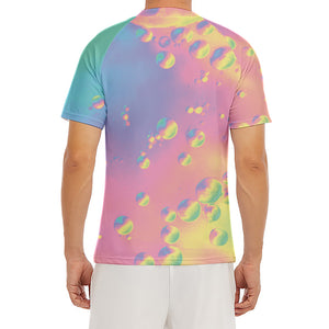 Pastel Acid Melt Print Men's Short Sleeve Rash Guard