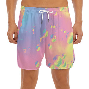 Pastel Acid Melt Print Men's Split Running Shorts