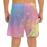 Pastel Acid Melt Print Men's Split Running Shorts