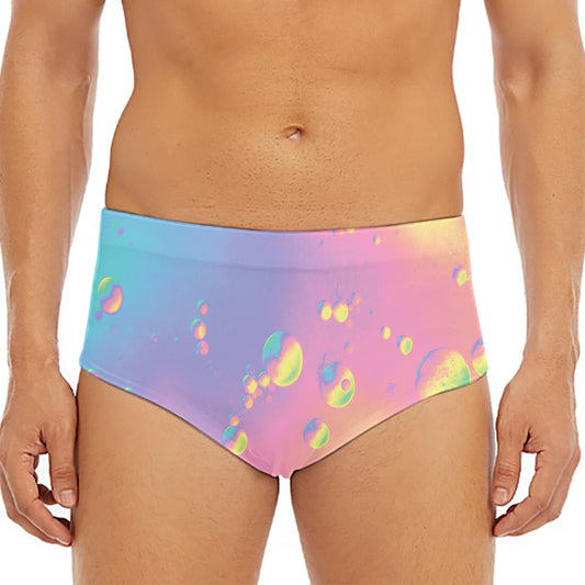 Pastel Acid Melt Print Men's Triangle Swim Briefs