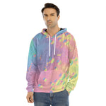 Pastel Acid Melt Print Men's Velvet Pullover Hoodie