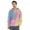 Pastel Acid Melt Print Men's Velvet Pullover Hoodie