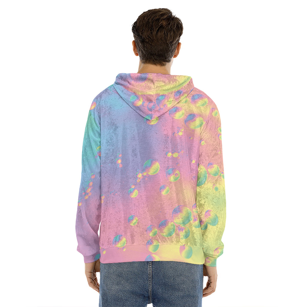 Pastel Acid Melt Print Men's Velvet Pullover Hoodie