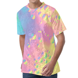 Pastel Acid Melt Print Men's Velvet T-Shirt