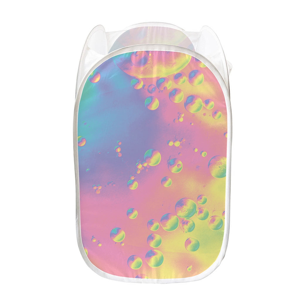 Pastel Acid Melt Print Mesh Laundry Hamper