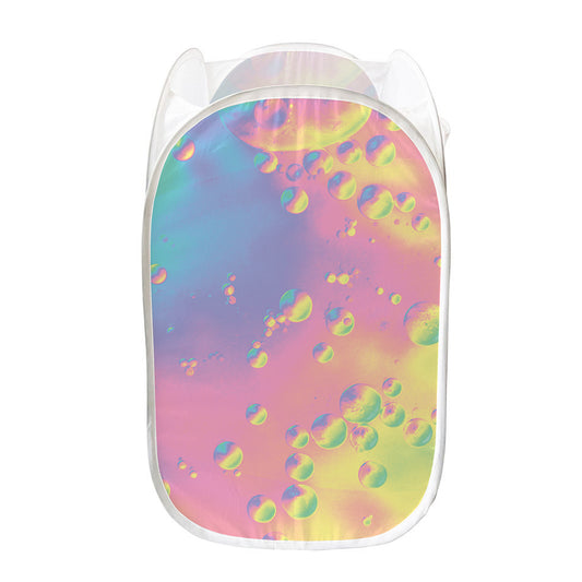 Pastel Acid Melt Print Mesh Laundry Hamper