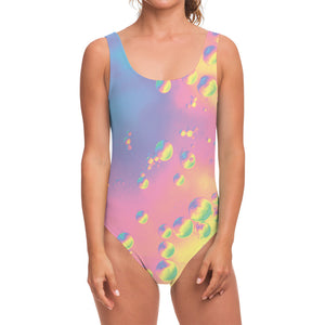 Pastel Acid Melt Print One Piece Swimsuit