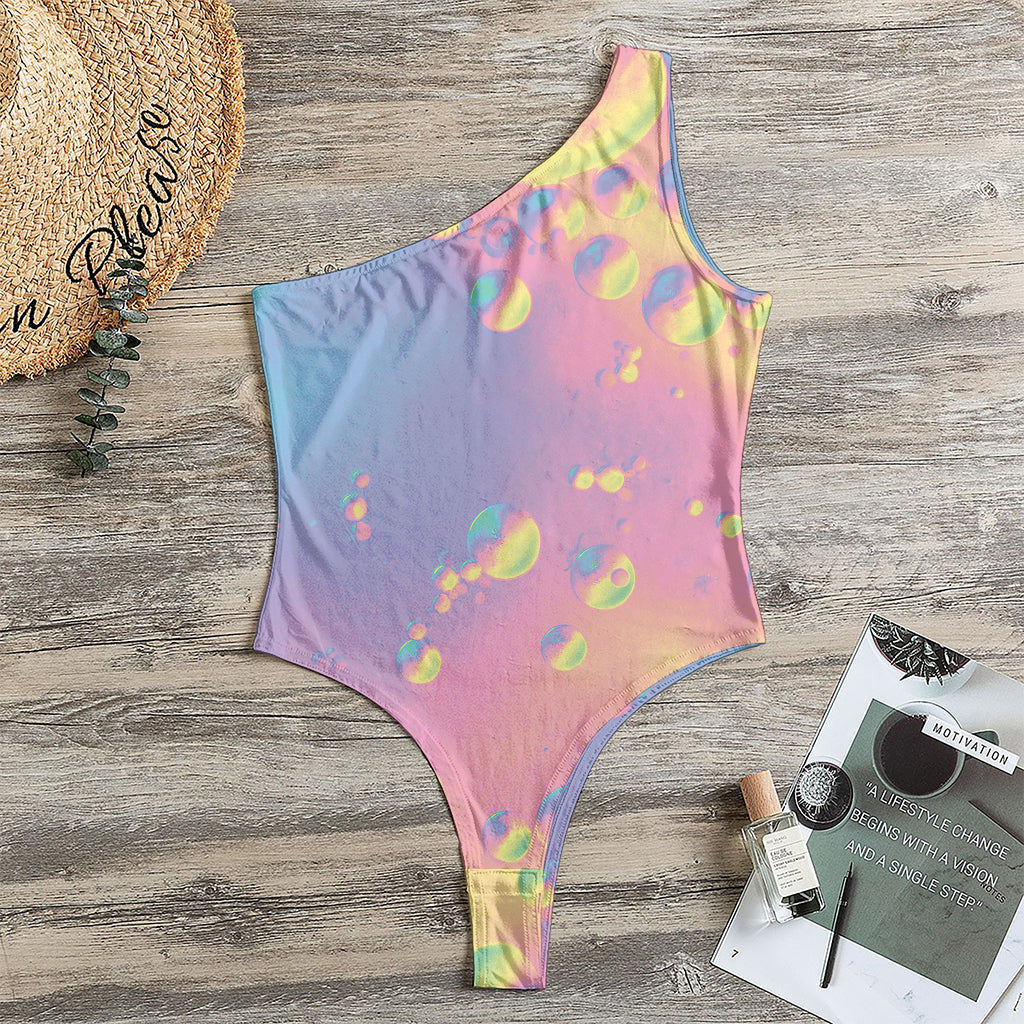 Pastel Acid Melt Print One Shoulder Bodysuit