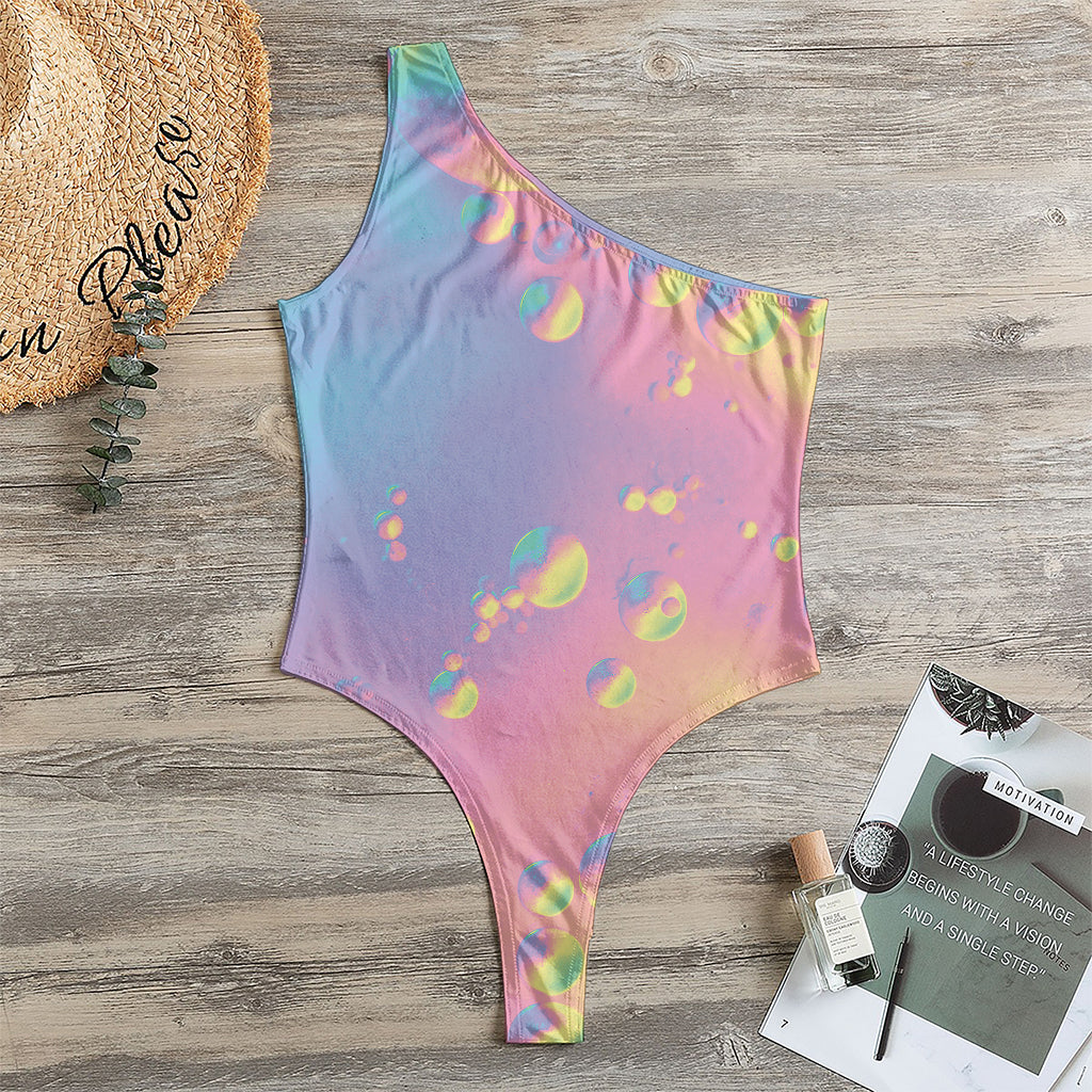 Pastel Acid Melt Print One Shoulder Bodysuit