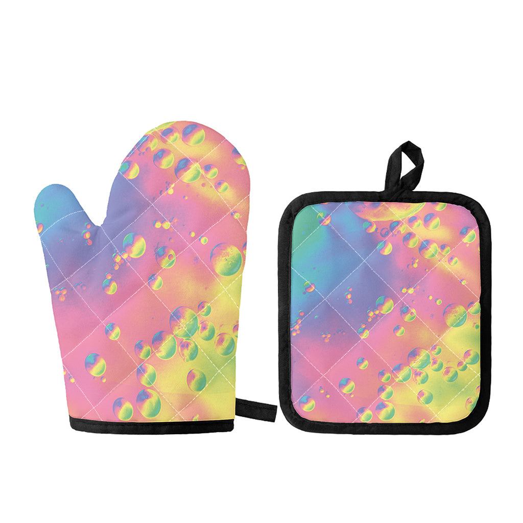Pastel Acid Melt Print Oven Mitt And Pot Holder Set