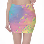 Pastel Acid Melt Print Pencil Mini Skirt