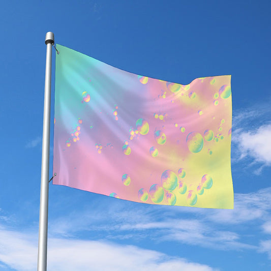 Pastel Acid Melt Print Polyester Flag