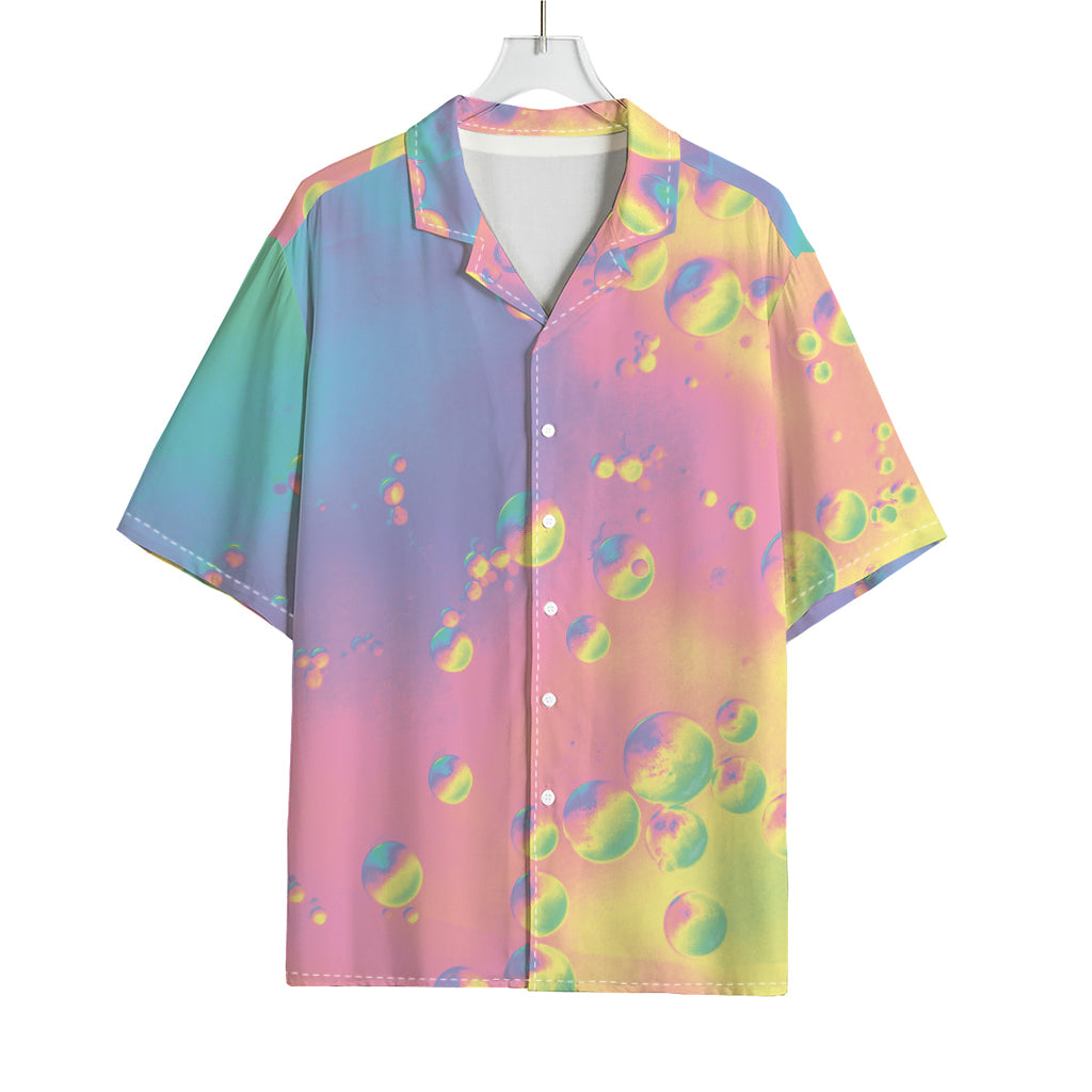 Pastel Acid Melt Print Rayon Hawaiian Shirt