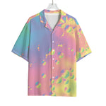 Pastel Acid Melt Print Rayon Hawaiian Shirt