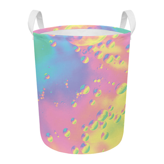 Pastel Acid Melt Print Round Laundry Basket