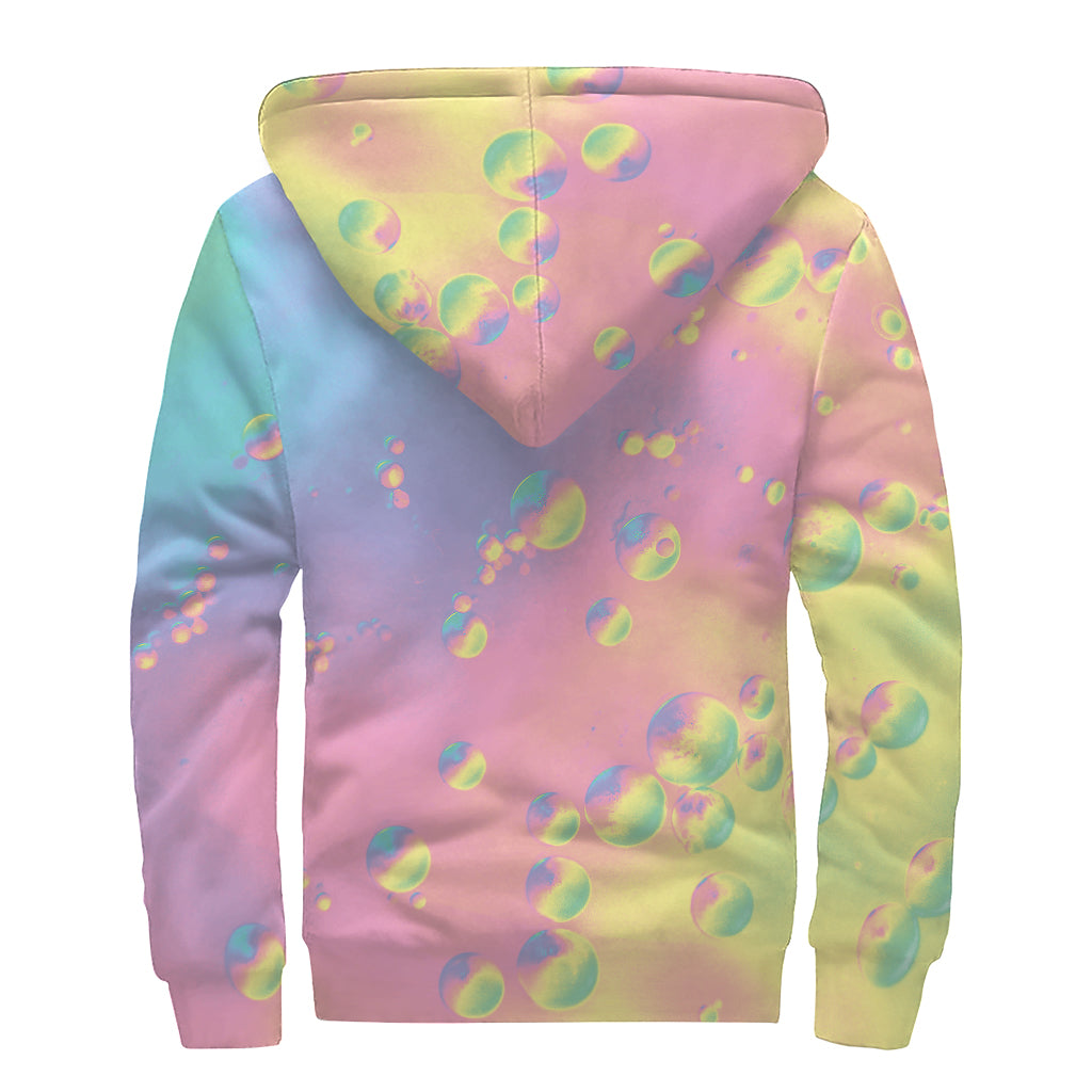 Pastel Acid Melt Print Sherpa Lined Zip Up Hoodie