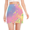 Pastel Acid Melt Print Side Slit Mini Skirt