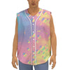 Pastel Acid Melt Print Sleeveless Baseball Jersey