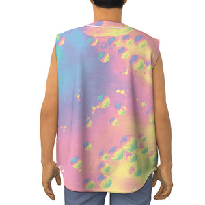 Pastel Acid Melt Print Sleeveless Baseball Jersey