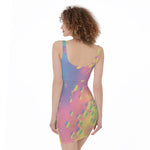 Pastel Acid Melt Print Sleeveless Bodycon Dress