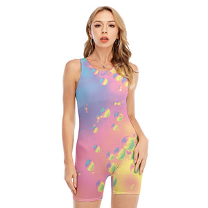 Pastel Acid Melt Print Sleeveless One Piece Swimsuit