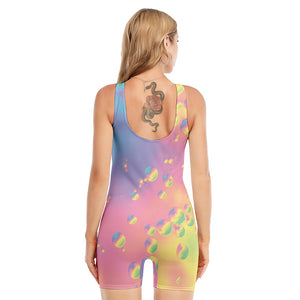 Pastel Acid Melt Print Sleeveless One Piece Swimsuit