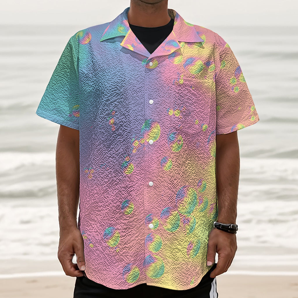 Pastel Acid Melt Print Textured Short Sleeve Shirt