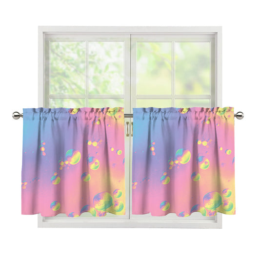 Pastel Acid Melt Print Tier Curtains