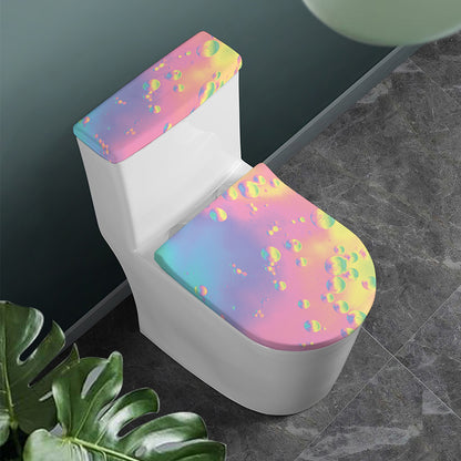 Pastel Acid Melt Print Toilet Lid And Tank Cover Set